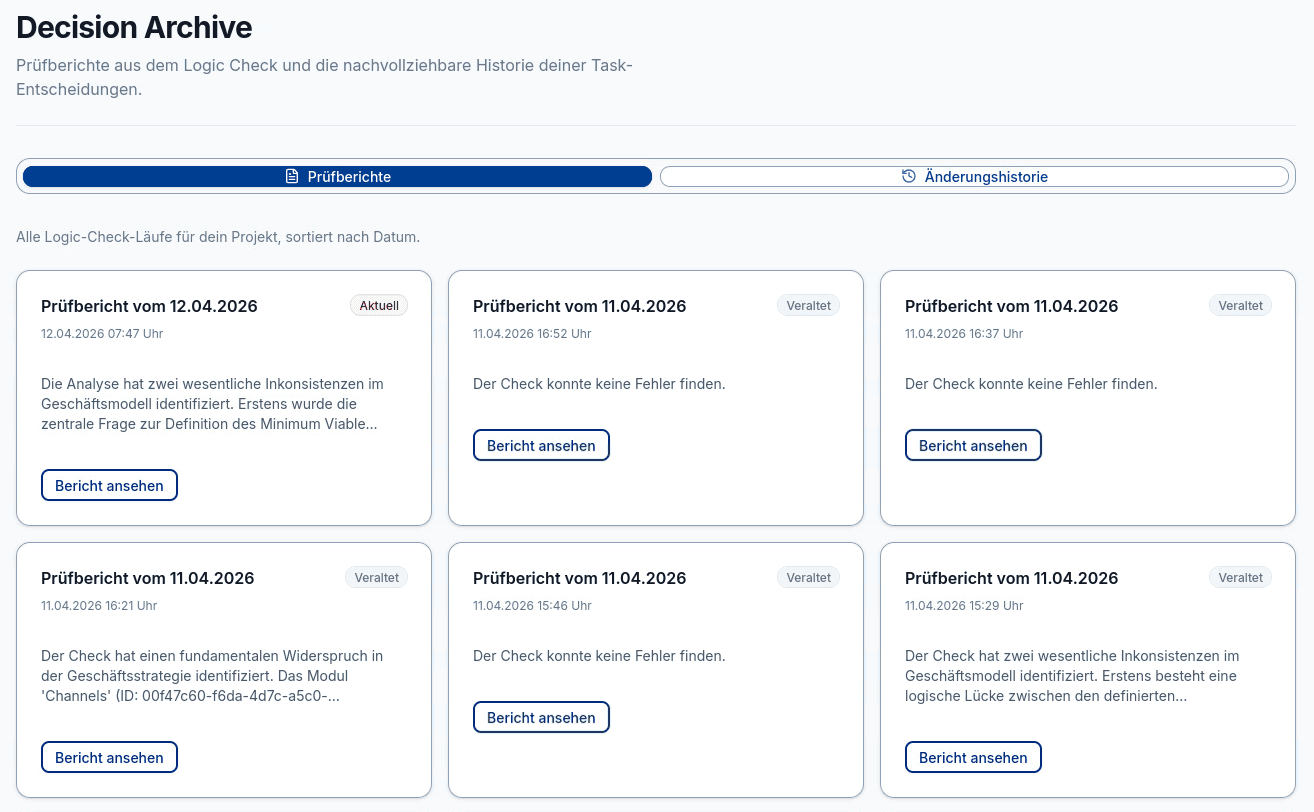 Idea Forge Decision Board – Entscheidungsarchiv